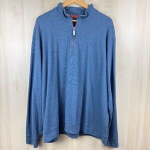 Orvis Men’s 1/4 Zip Signature Sweater Sweatshirt Blue 100% Pima Cotton Sz XXL